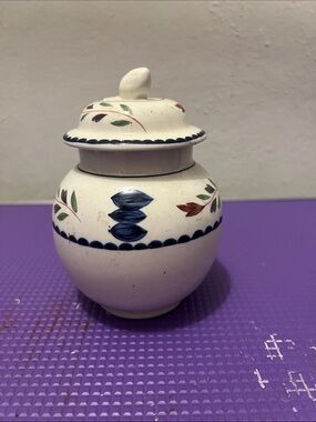 Adam’s made in England Hand Ceramic Ginger Jar in Cream with Blue and Green
